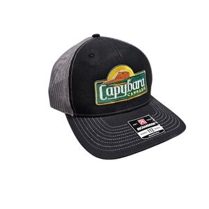 Capybara Cannabis Trucker Hat Black Grey Mesh Richardson 112 Adjustable Snapback